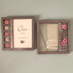 NWT CARR Vintage dried pressed flowers glass picture frame set of 2